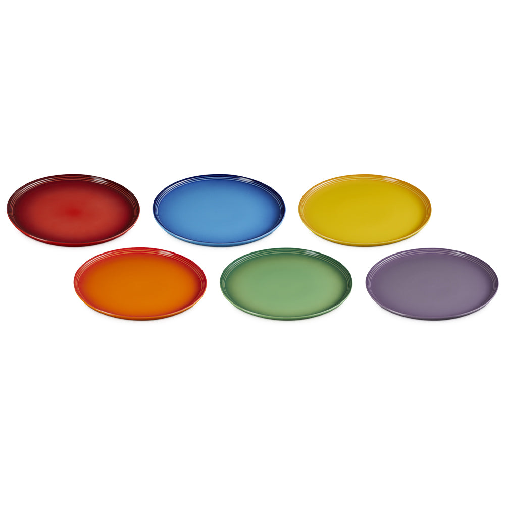 27 cm - Le Creuset Rainbow Coupe Piatto Fondo Colori Assortiti In Gres Vetrificato Set 6 Pz