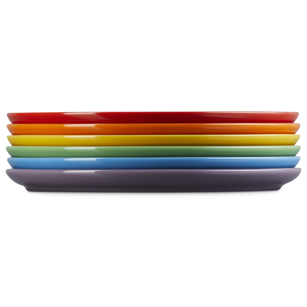 27 cm - Le Creuset Rainbow Coupe Piatto Fondo Colori Assortiti In Gres Vetrificato Set 6 Pz