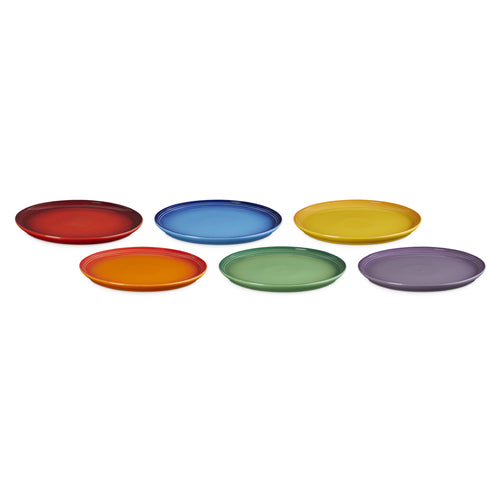 22 cm - Le Creuset Rainbow Coupe Piatto Frutta Colori Assortiti In Gres Vetrificato Set 6 Pz
