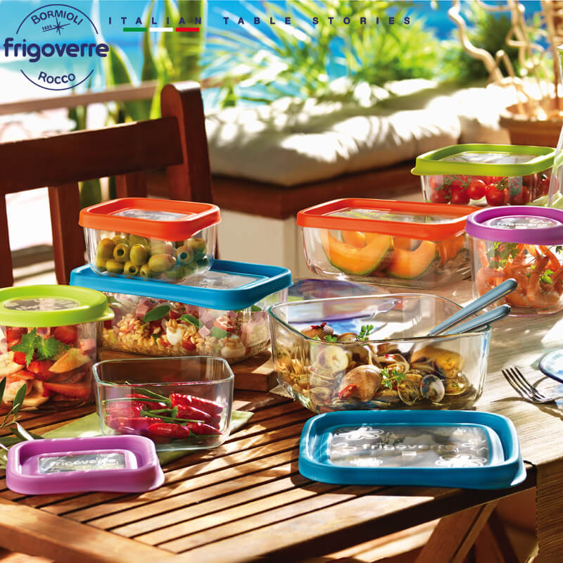 15X15 Cm Bormioli Rocco Frigoverre Fun Contenitore Per Alimenti Quadrato In Vetro