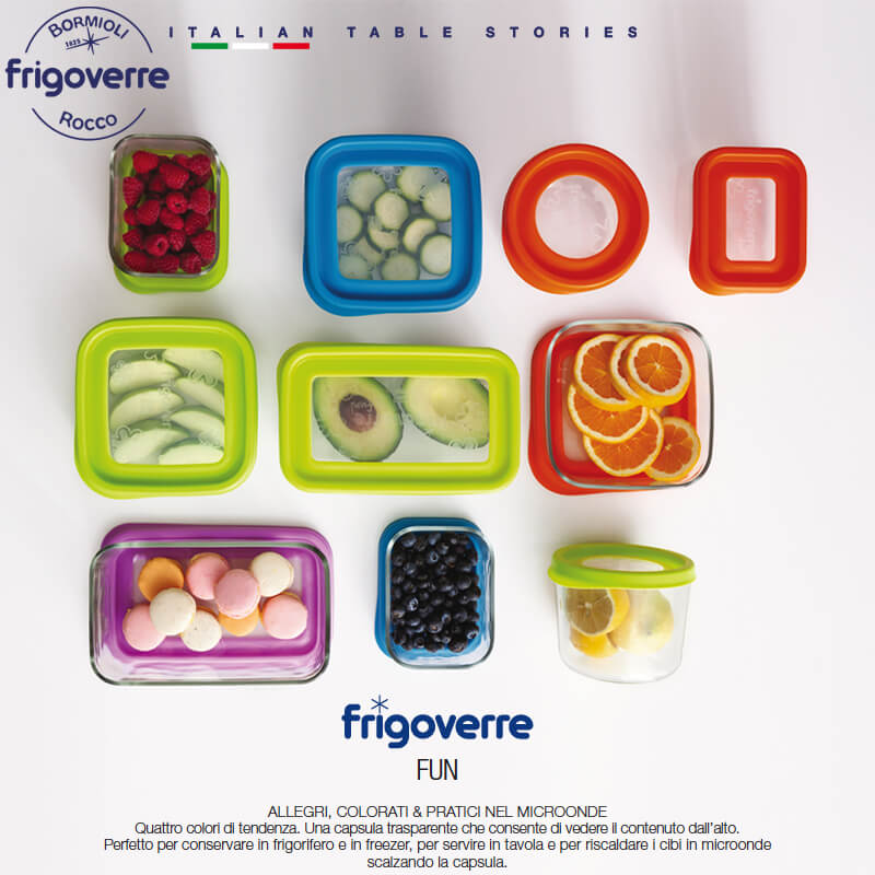 19X19 Cm Bormioli Rocco Frigoverre Fun Contenitore Per Alimenti Quadrato In Vetro
