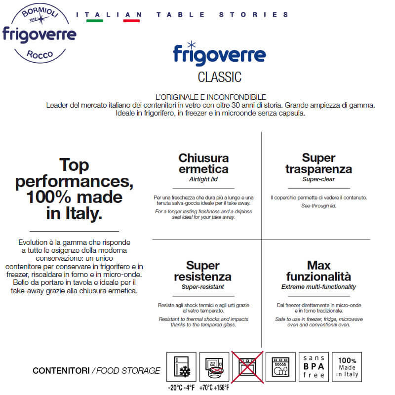 10 Cm Bormioli Rocco Frigoverre Classic Contenitore Per Alimenti Alto