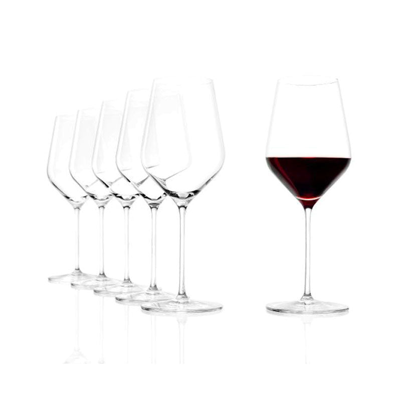 82 Cl Stolzle Lausitz Starlight Calice Vino Rosso Burgundy In Vetro Set 6 Pezzi