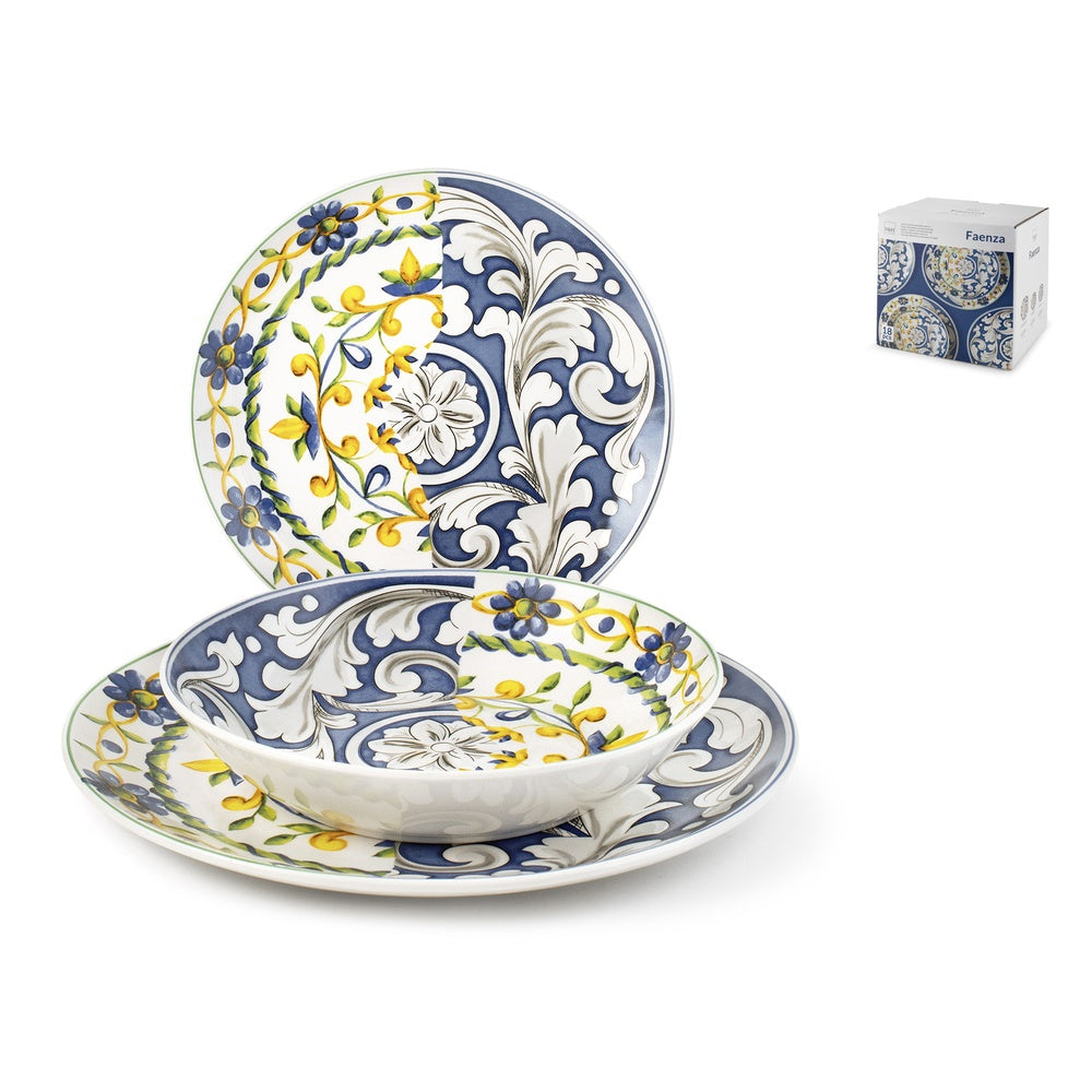 H&H Coupe Faenza Servizio Piatti In Porcellana - Set 18 Pz