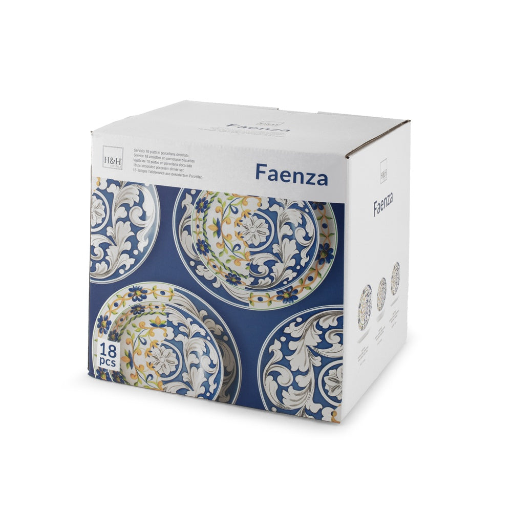 H&H Coupe Faenza Servizio Piatti In Porcellana - Set 18 Pz
