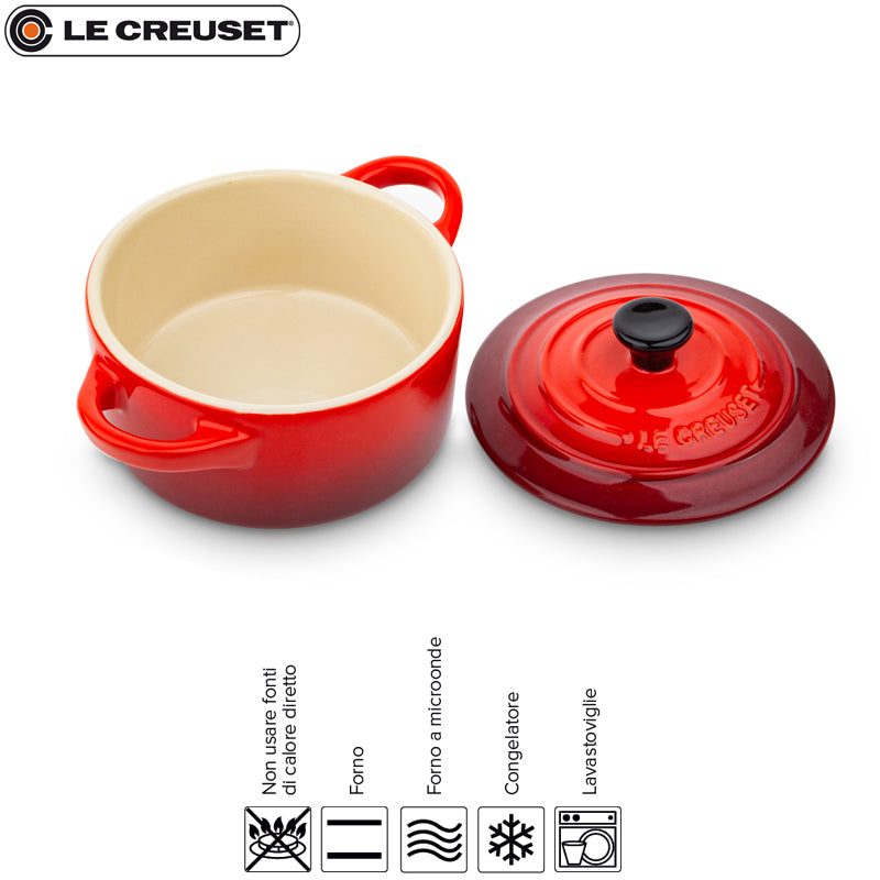 10 Cm Le Creuset Mini Cocotte Casseruola Rotonda In Gres Vetrificato Set 4 Pz