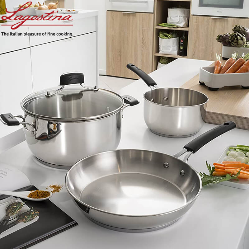 Lagostina Tempra Set Pentole In Acciaio Inox Set 9 Pz