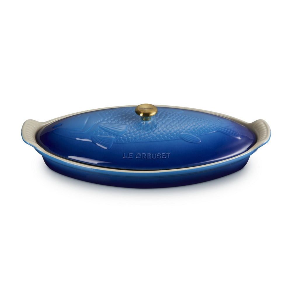 34 cm - Le Creuset Tradition Pesciera Ovale Con Coperchio In Gres Vetrificato