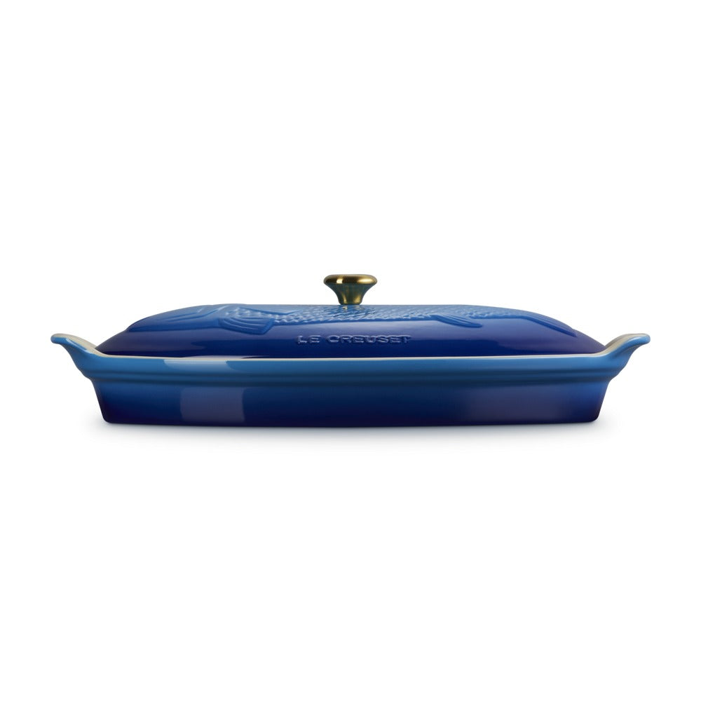 34 cm - Le Creuset Tradition Pesciera Ovale Con Coperchio In Gres Vetrificato