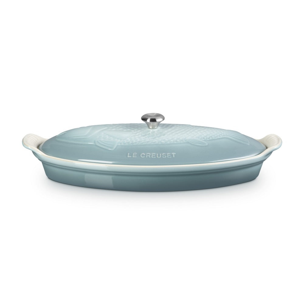 34 cm - Le Creuset Tradition Pesciera Ovale Con Coperchio In Gres Vetrificato