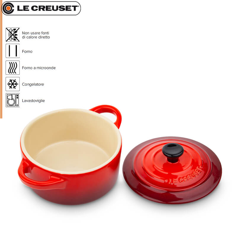 10 Cm Le Creuset Mini Cocotte Casseruola Rotonda In Gres Vetrificato