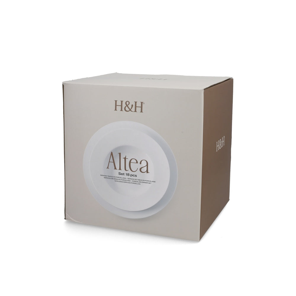 H&H Altea Servizio Piatti In Porcellana - Set 18 Pz