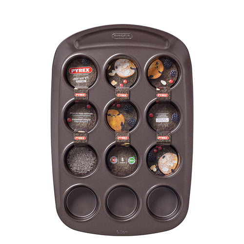 12 Forme Pyrex Asimetria Stampo Muffin Antiaderente Con Presa Facile