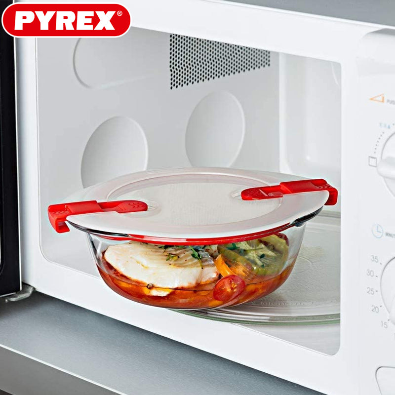 Pyrex Cook And Heatcontenitore Per Alimenti Rotondo In Vetro Borosilicato Con Coperchio Con Valvola A Vapore