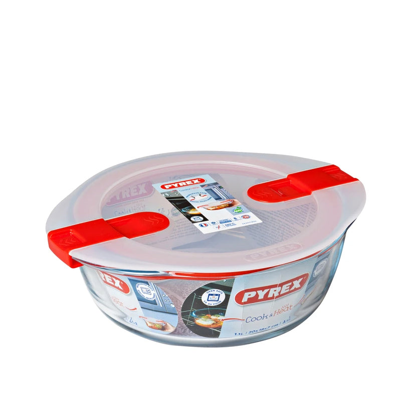 Pyrex Cook And Heatcontenitore Per Alimenti Rotondo In Vetro Borosilicato Con Coperchio Con Valvola A Vapore