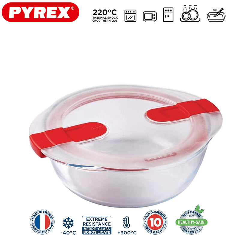 Pyrex Cook And Heatcontenitore Per Alimenti Rotondo In Vetro Borosilicato Con Coperchio Con Valvola A Vapore