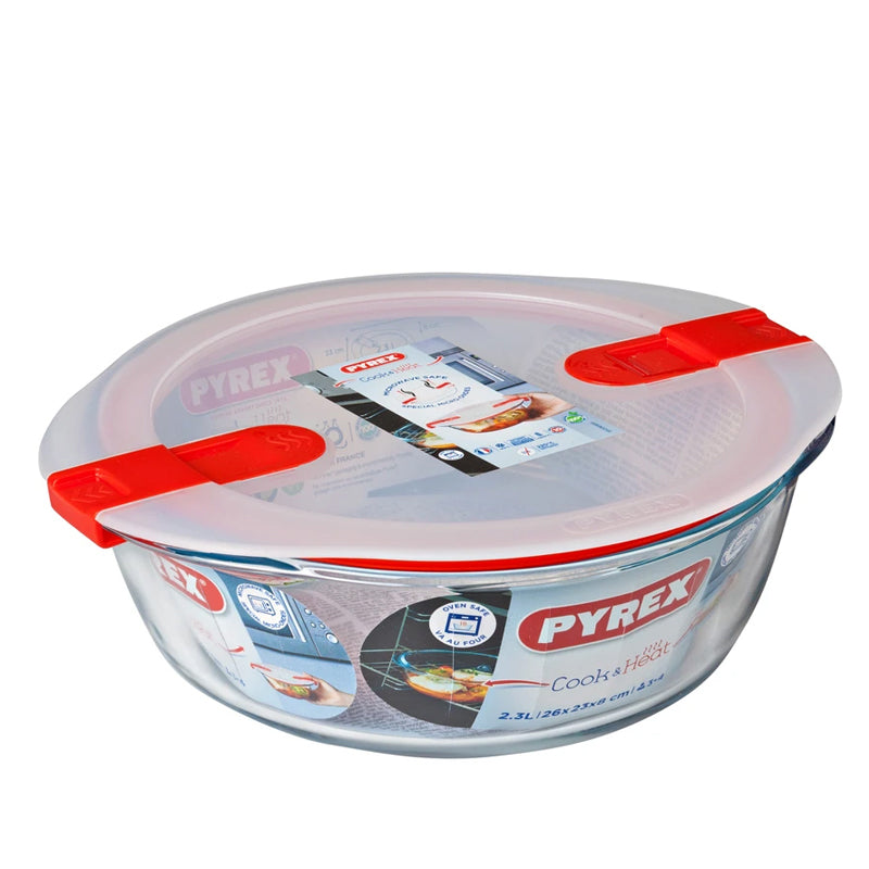 Pyrex Cook And Heatcontenitore Per Alimenti Rotondo In Vetro Borosilicato Con Coperchio Con Valvola A Vapore