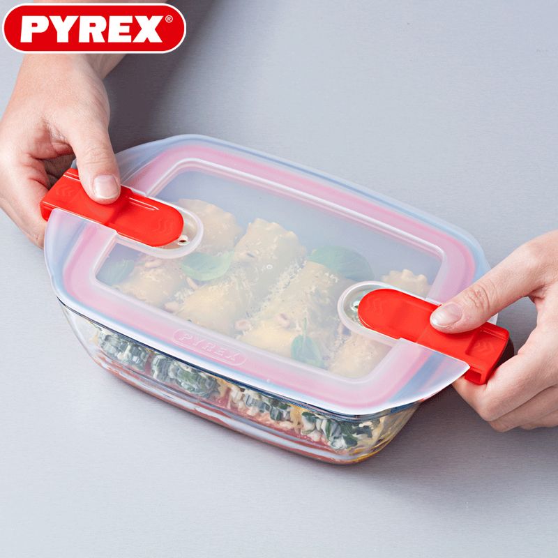 Pyrex Cook And Heatcontenitore Per Alimenti Quadrato In Vetro Borosilicato Con Coperchio Con Valvola A Vapore