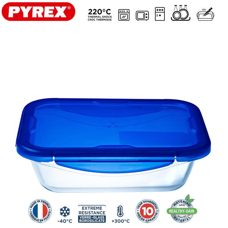 Pyrex Cook And Go Contenitore Per Alimenti Ermetico Rettangolare In Vetro Borosilicato