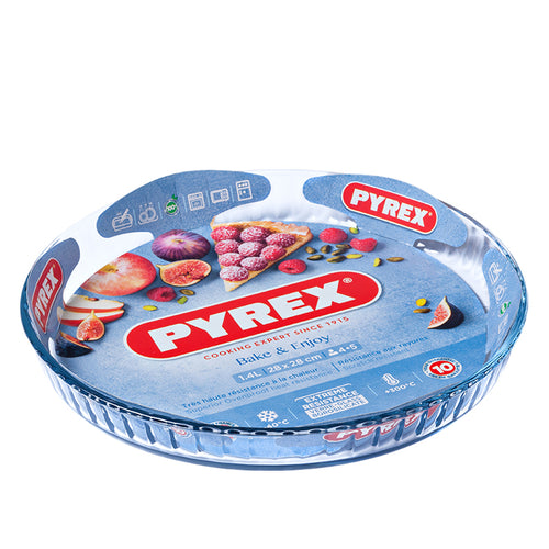 27 Cm Pyrex Bake And Enjoy Stampo Crostata Rotonda In Vetro Borosilicato