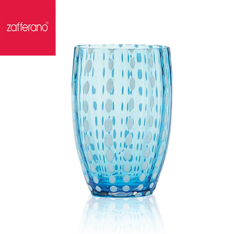 32 Cl Zafferano Perle Bicchiere Acqua Pallini Bianchi In Vetro Set 6 Pezzi