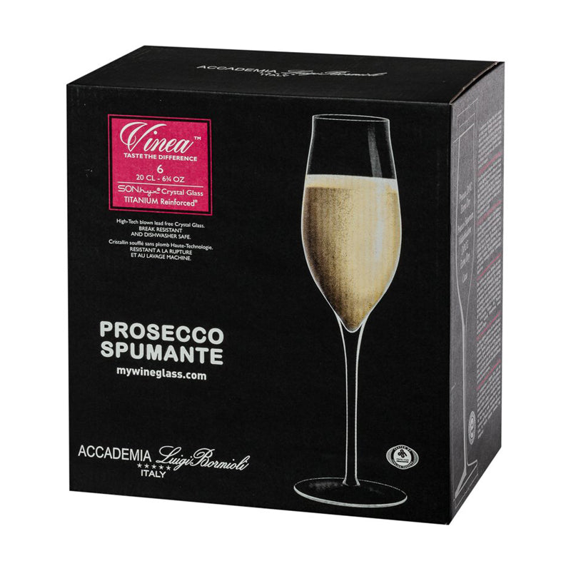 20 Cl Bormioli Luigi Vinea Calice Flute In Vetro Set 6 Pezzi