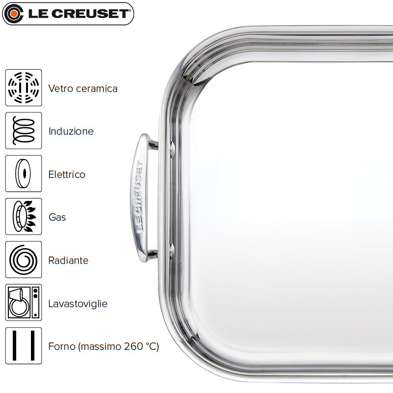 26X26 Cm Le Creuset Teglia Quadrata In Acciaio Inox