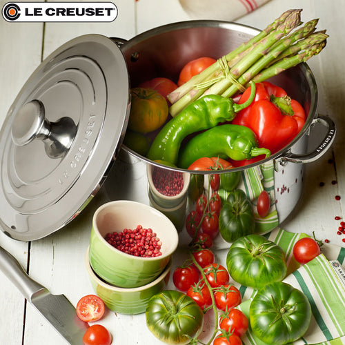 24 Cm Le Creuset Casseruola Profonda In Acciaio Inox Con Coperchio