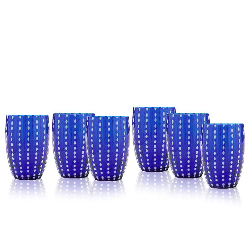 32 Cl Zafferano Perle Bicchiere Acqua Pallini Bianchi In Vetro Set 6 Pezzi