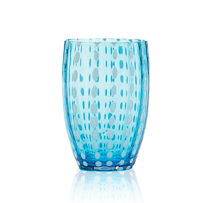 32 Cl Zafferano Perle Bicchiere Acqua Pallini Bianchi In Vetro Set 2 Pezzi