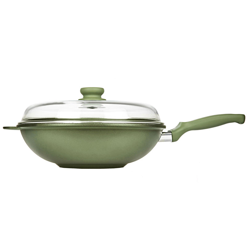 32 Cm Risoli Dr Green Stone Extra Induction Wok Antiaderente In Alluminio Con Coperchio