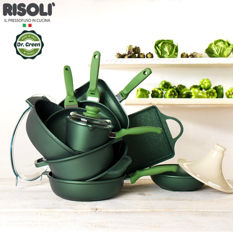 30 Cm Risoli Dr Green Stone Wok Con Manico Antiaderente In Alluminio