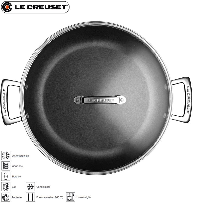 Le Creuset Les Forgees Tegame Basso Antiaderente In Alluminio Con Coperchio