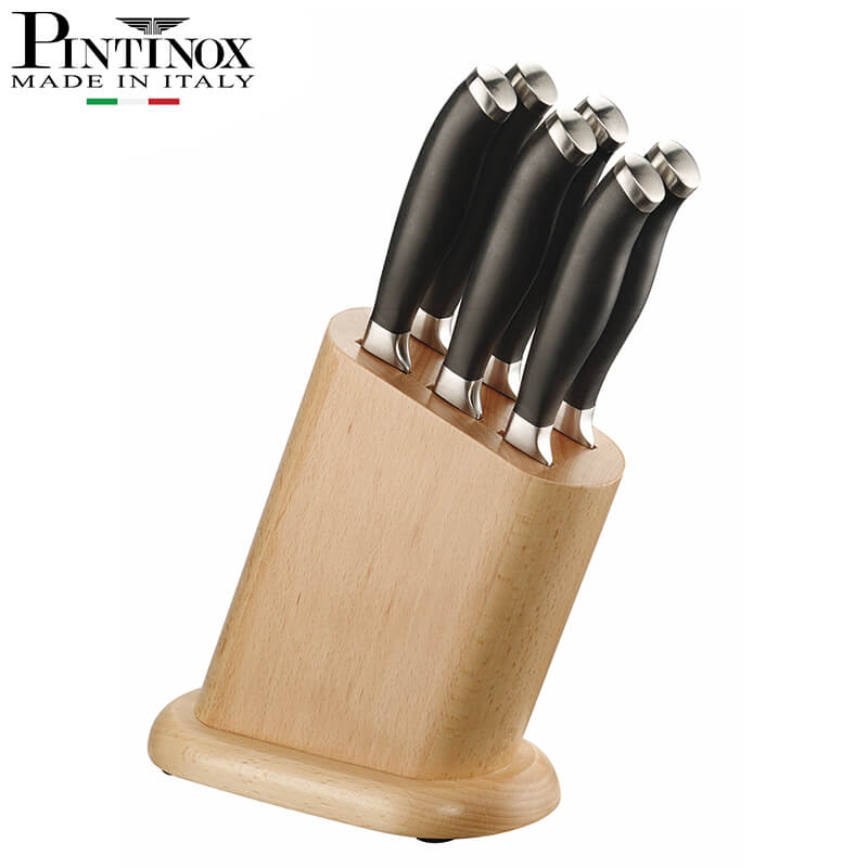 Pintinox Professionali Ceppo Coltello In Acciaio Inox Legno