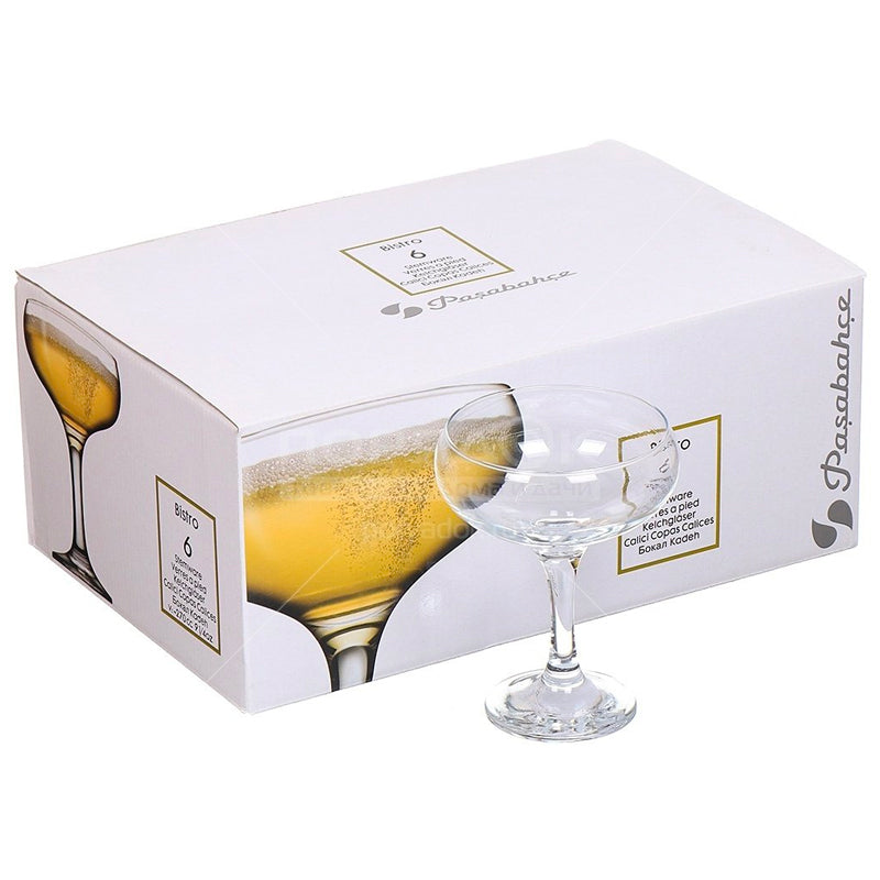 27 Cl Pasabahce Bistro Coppa Champagne In Vetro Set 6 Pezzi