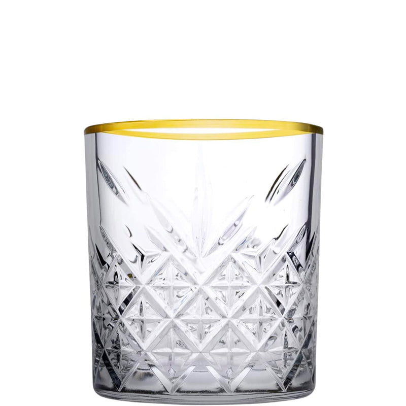 34 5 Cl Pasabahce Timeless Golden Touch Bicchiere Whisky Bordo Dorato In Vetro Set 4 Pezzi