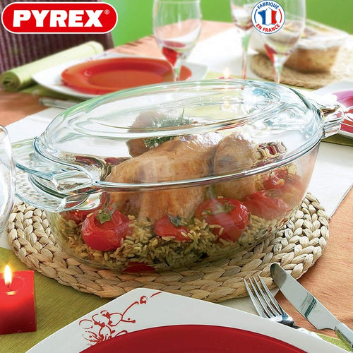 39X23 Cm Pyrex Classic Easy Grip Casseruola Ovale In Vetro Borosilicato Con Coperchio