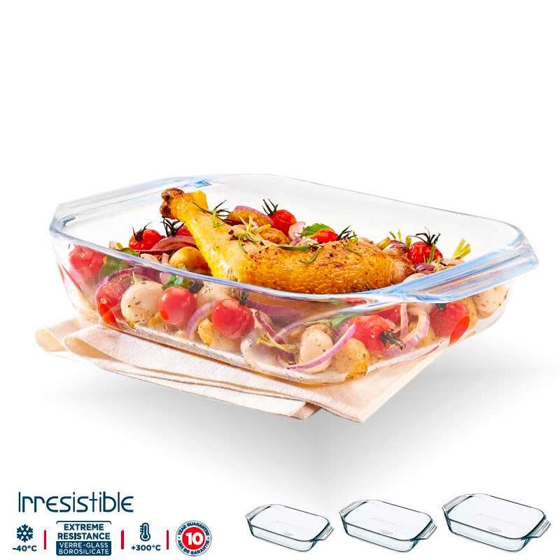 Pyrex Irresistible Set Pirofile Rettangolari In Vetro Borosilicato Set 3 Pz