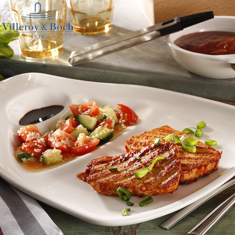 30 9X28 8 Cm Villeroy And Boch Bbq Passion Piatto Bistecca In Porcellana Set 2 Pz
