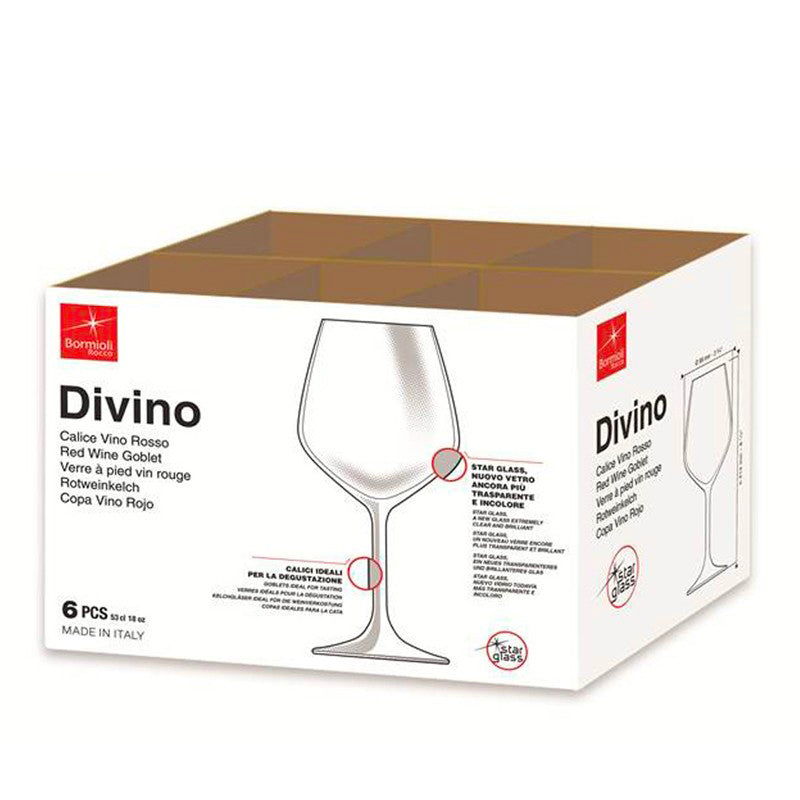 53 Cl Bormioli Rocco Divino Calice Vino Rosso In Vetro Set 6 Pezzi