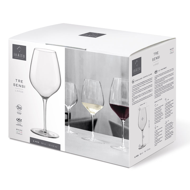 55 Cl Bormioli Rocco Inalto Tre Sensi Calice Vino Rosso In Vetro Set 6 Pezzi