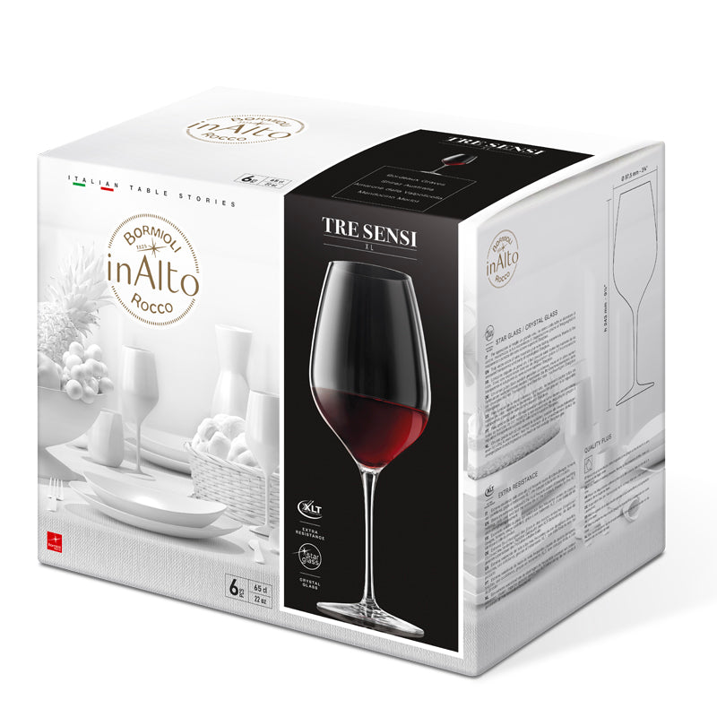 66 Cl Bormioli Rocco Inalto Tre Sensi Calice Vino Rosso In Vetro Set 6 Pezzi