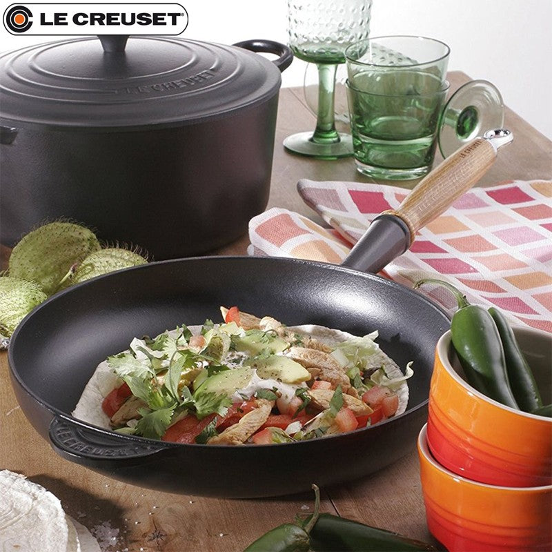 26 Cm Le Creuset Padella Alta In Ghisa Con Manico In Legno