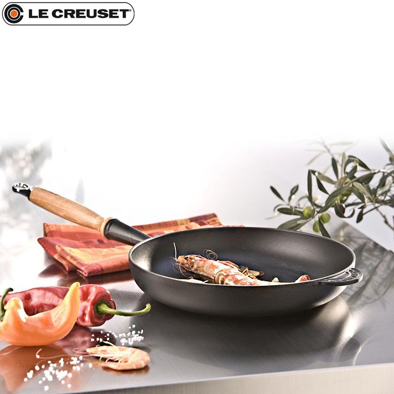 26 Cm Le Creuset Padella Alta In Ghisa Con Manico In Legno