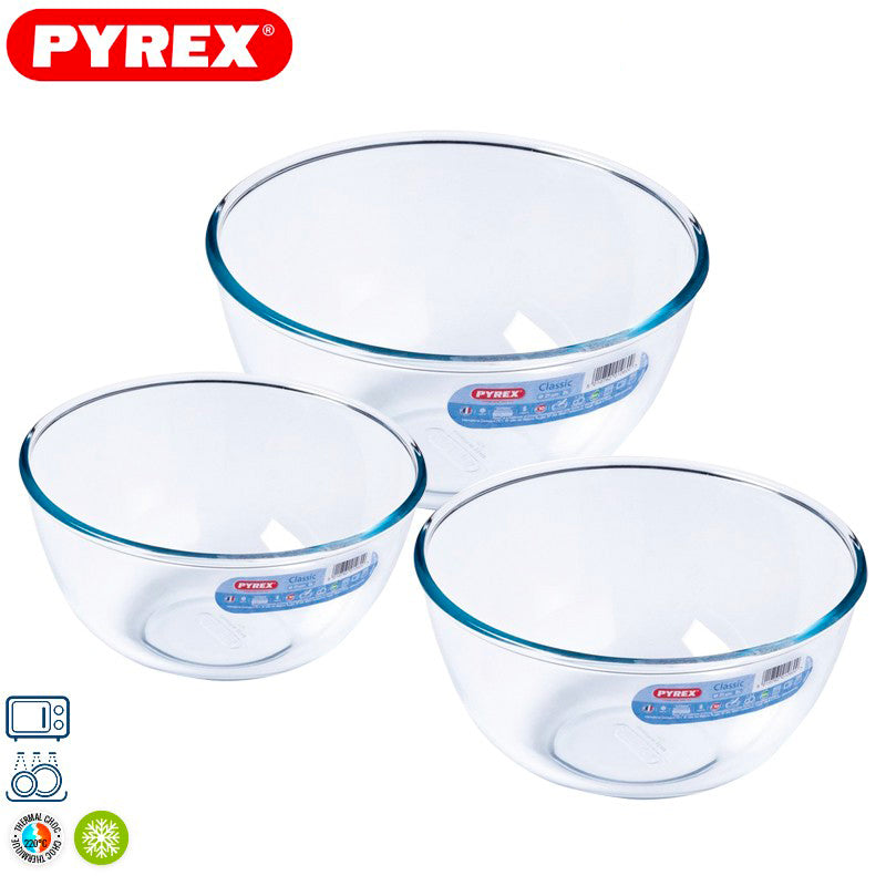 Pyrex Classic Coppe Multiuso In Vetro Borosilicato Set 3 Pz