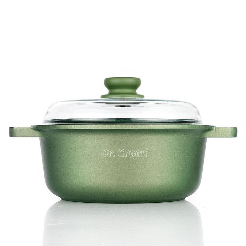 Risoli Dr Green Stone Casseruola Alta Antiaderente In Alluminiocon Coperchio In Vetro