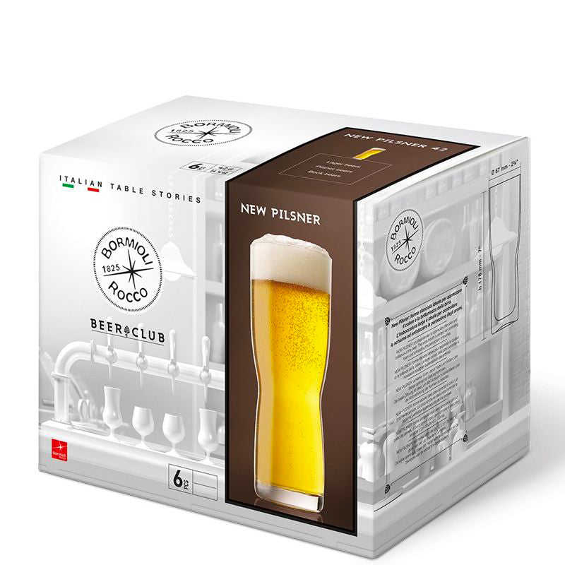 58 Cl Bormioli Rocco New Pilsner Bicchiere Birra In Vetro Set 6 Pezzi