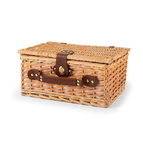 H&H Pic Nic Cestino Picnic Per 2 Persone Con Stoviglie Incluse In Ratan