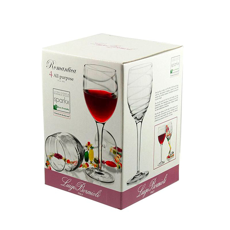 38 Cl Bormioli Luigi Romantica Calice Vino Rosso In Vetro Set 4 Pezzi
