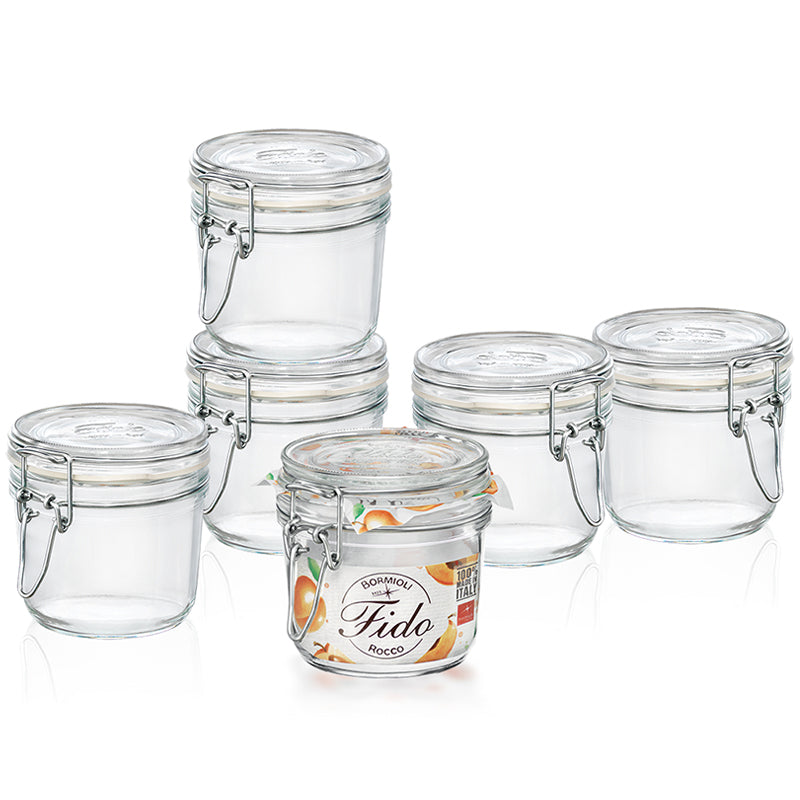 35 Cl Bormioli Rocco Fido Vasetto Ermetico Cilindrico In Vetro Set 6 Pz